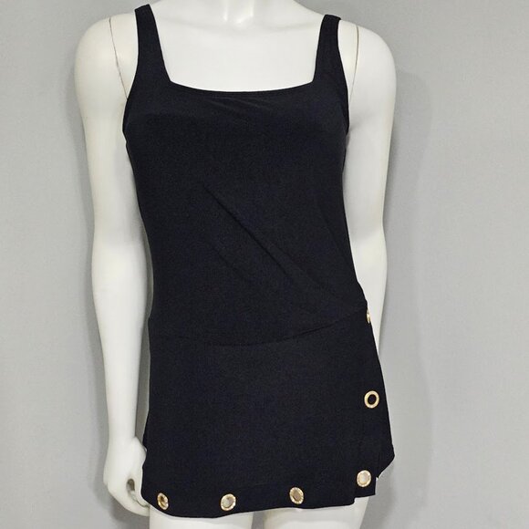 Beyond Control Grommet-Detail Square-Neck Swim Dress - Picture 2 of 16